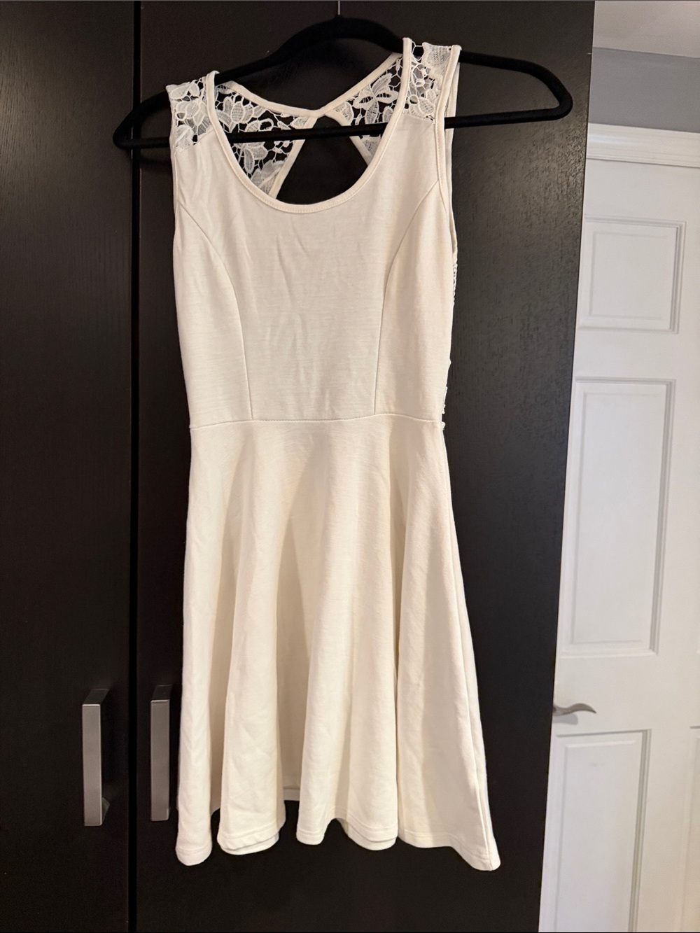 Lace Back Ivory Fit-and-Flare Dress
